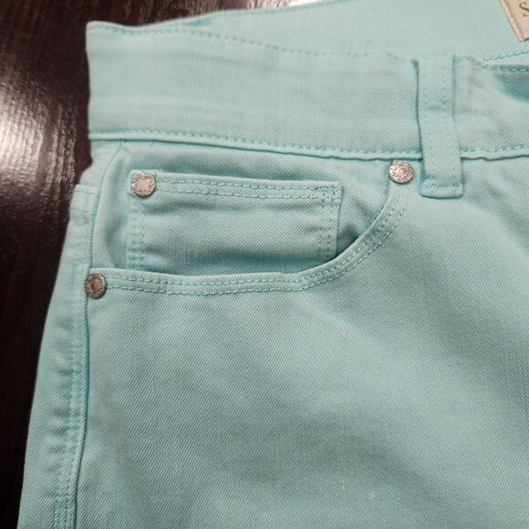 Soft Surroundings Stretch High Rise Bermuda Shorts Blue Denim Women's Sz M - Picture 6 of 10